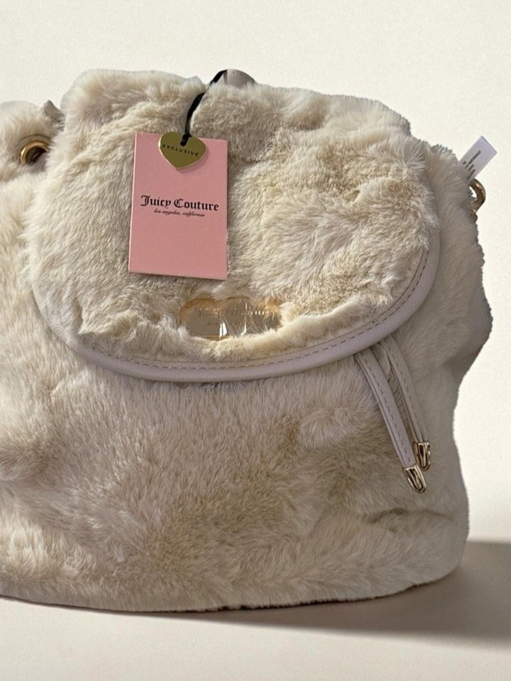 Juicy Couture Faux Fur Flap Backpack Cream